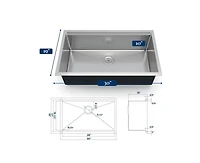 gaomon Kitchen Sink, Inch Brushed Nickel Undermount Kitchen Bar Sink with Single-tier Track, Stainless Steel 16 Guage Single Bowl Kitchen Sinks