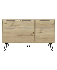 Begonia Double Dresser, Four Drawers, Superior Top, Hairpin Legs, Light Oak
