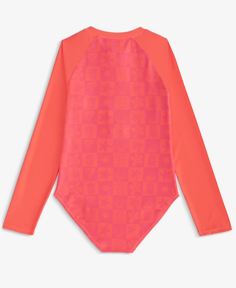 Epic Threads Little & Big Girls Beachy Check Zip-Up, Long-Sleeve Rash Guard, Exclusively at Macy's