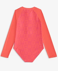 Epic Threads Little & Big Girls Beachy Check Zip-Up, Long-Sleeve Rash Guard, Exclusively at Macy's
