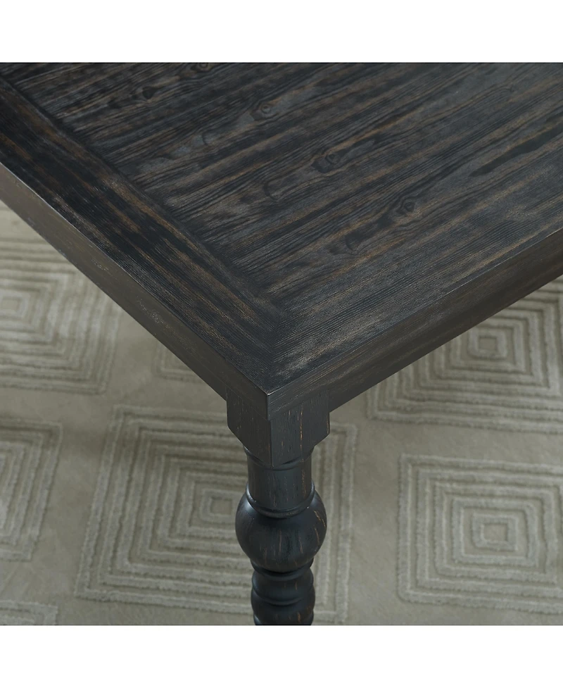 Streamdale Urban Style Wood Dark Wash Turned-Leg Dining Set Table and 6 Chairs