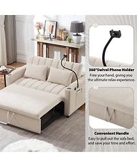 Streamdale Convertible Sofa Bed Loveseat with Usb Ports, Storage, and Phone Holder