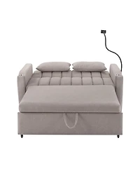 Streamdale Convertible Sofa Bed Loveseat with Usb Ports, Storage, and Phone Holder