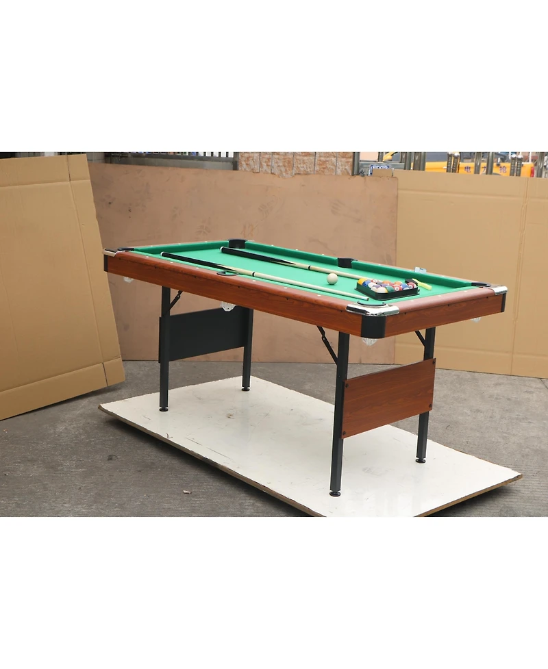Streamdale 5.5 Ft Billiard Table with Green Velvet Cloth and Accessory Set