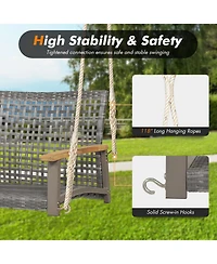 Sugift 2-Person Patio Wicker Hanging Swing Chair
