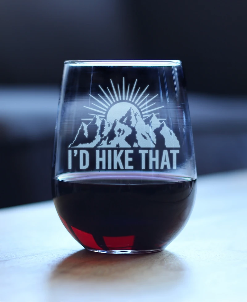 Bevvee I'd Hike That Stemless Wine Glass