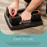 LifePro 15Lbs Adjustable Dumbbells - 6-in-1, Compact, Quick Adjust for Full Body Home Gym Fitness