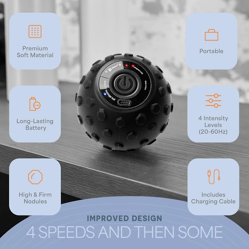LifePro 4-Speed Vibrating Peanut Massage Ball | Lacrosse Ball & Foam Roller for Recovery & Therapy