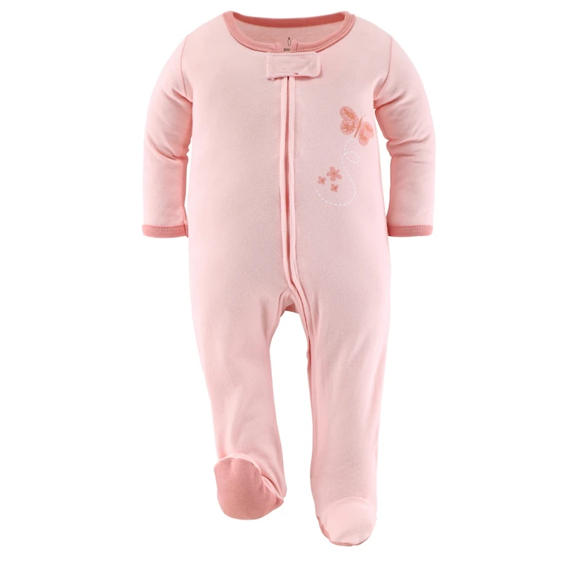 The Peanutshell Baby Girls Boho Butterfly Footed Sleepers for Girls, 3 Pack