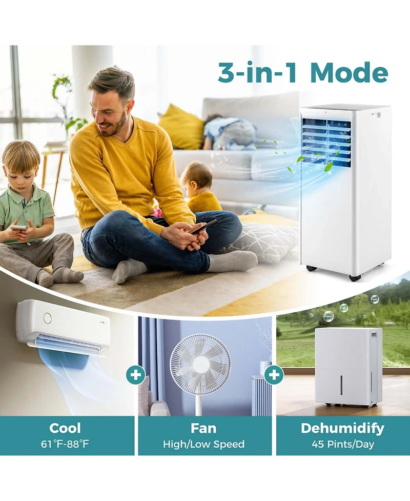 5000 Btu (8000 Btu Ashrae) Portable Air Conditioner with Dehumidifier & Fan Sleep Mode & 24H Timer