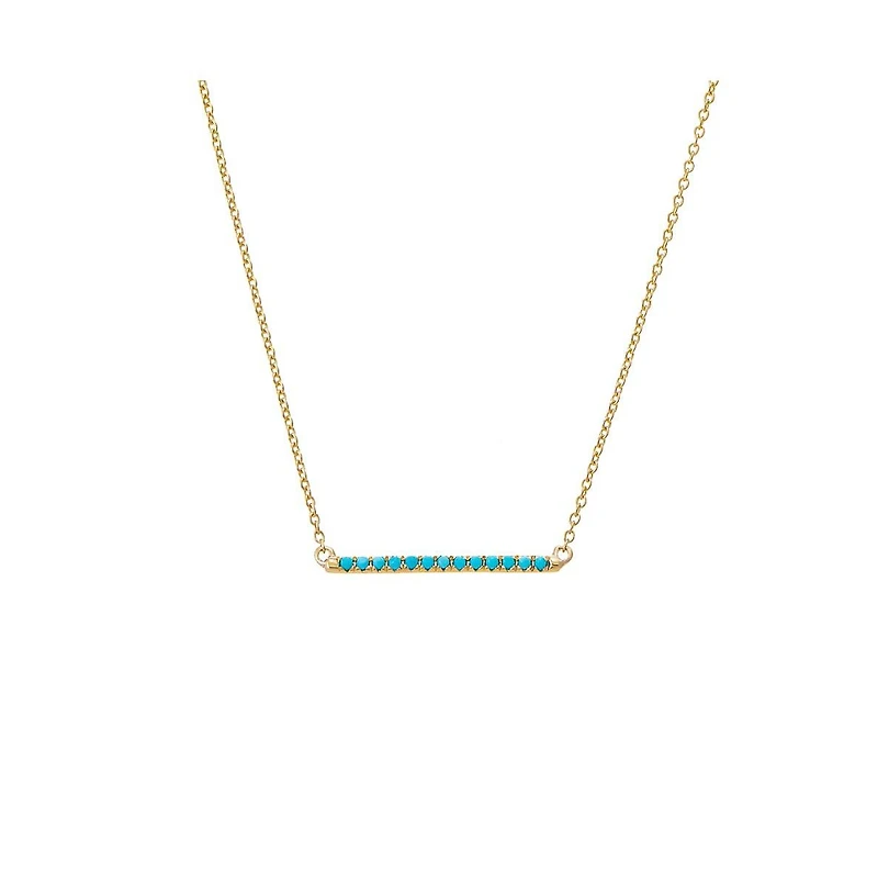 Turquoise Bar Pendant Necklace 14K