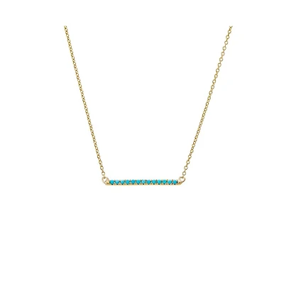 Turquoise Bar Pendant Necklace 14K