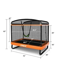 Gymax 6FT Recreational Kids Trampoline W/Swing Safety Enclosure Indoor/Outdoor Orange