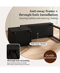 gaomon Black Vanity Desk with Mirror and Lights, Small Makeup Vanity with 5 Drawers