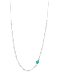 Effy Pear-Shape Lab Grown Emerald (1/2 ct. t.w.) & Lab Grown Diamond (3 ct. t.w.) 18" Tennis Necklace in 14k White Gold