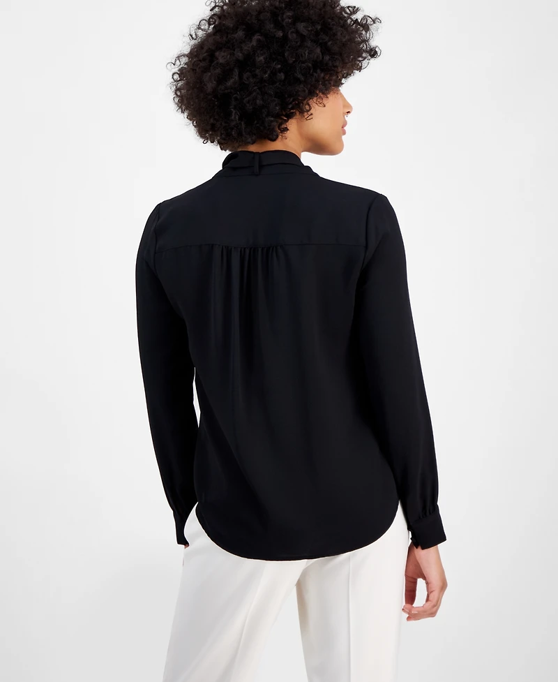 Bar Iii Women's Tie-Neck Long-Sleeve Blouse, Exclusively at Macy's