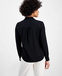 Bar Iii Women's Tie-Neck Long-Sleeve Blouse, Exclusively at Macy's