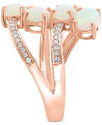 Effy Ethiopian Opal (1-3/4 ct. t.w.) & Diamond (1/5 ct. t.w.) Split Statement Ring in 14k Rose Gold