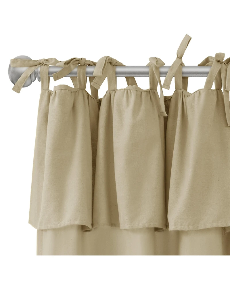 Awesome Home Recycled Cotton Blend Ruffle Tie Top Curtains Pair, Bleached Mauve, 52"×84"