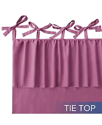 Awesome Home Recycled Cotton Blend Ruffle Tie Top Curtains Pair, Bleached Mauve, 52"×84"