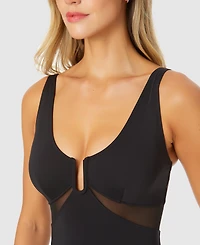 Anne Cole Women's U-Ring Mesh-Inset One-Piece Swimsuit