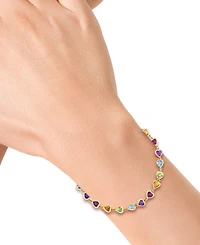 Effy Multi-Gemstone Heart Bezel Link Bracelet (5-5/8 ct. t.w.) in 14k Gold