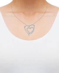 Diamond Double Heart 18" Pendant Necklace (1/2 ct. t.w.) in Sterling Silver