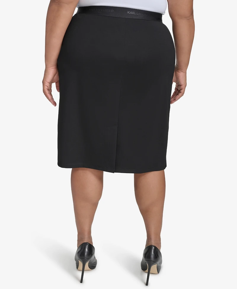 Karl Lagerfeld Paris Plus Logo-Waistband Compression Skirt