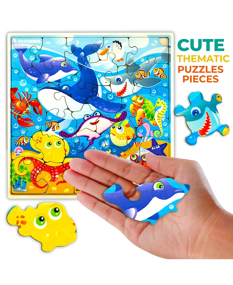 Quokka 28 Pieces Wooden Toddlers Puzzles for Ages 3-5 – Animal Toys
