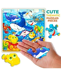 Quokka 28 Pieces Wooden Toddlers Puzzles for Ages 3-5 – Animal Toys