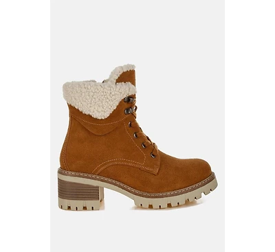 Madoka Fur Collar Chunky Ankle Boots Women