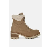 Madoka Fur Collar Chunky Ankle Boots Women