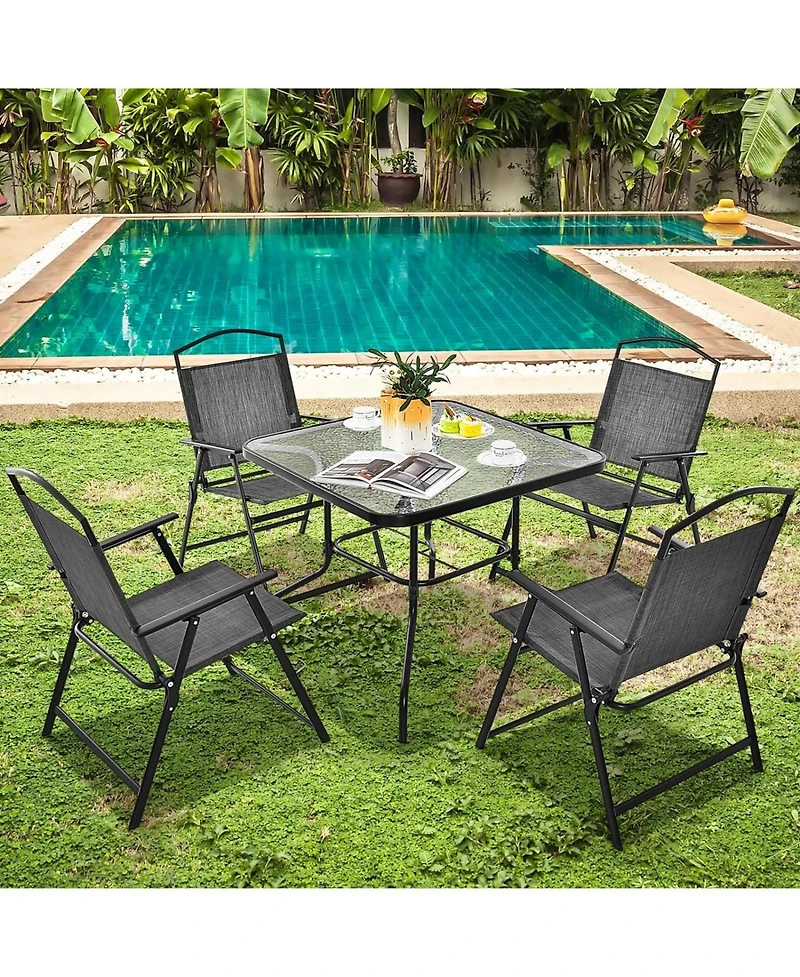 Sugift Patio Dining Set for 4 with Umbrella Hole