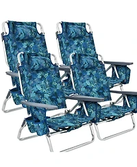 Sugift 4-Pack 5-Position Outdoor Folding Backpack Beach Reclining Chair with Pillow