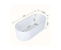 gaomon 67"Acrylic Freestanding Bathtub, V Shape Freestanding Soaking Acrylic Bathtub, Unique Pleated Design With Chrome Drain and Classic Slotted Over