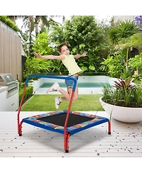 Gymax 36'' Kids Square Trampoline Indoor Outdoor Rebounder W/Foam Handrail Alphabet Pad