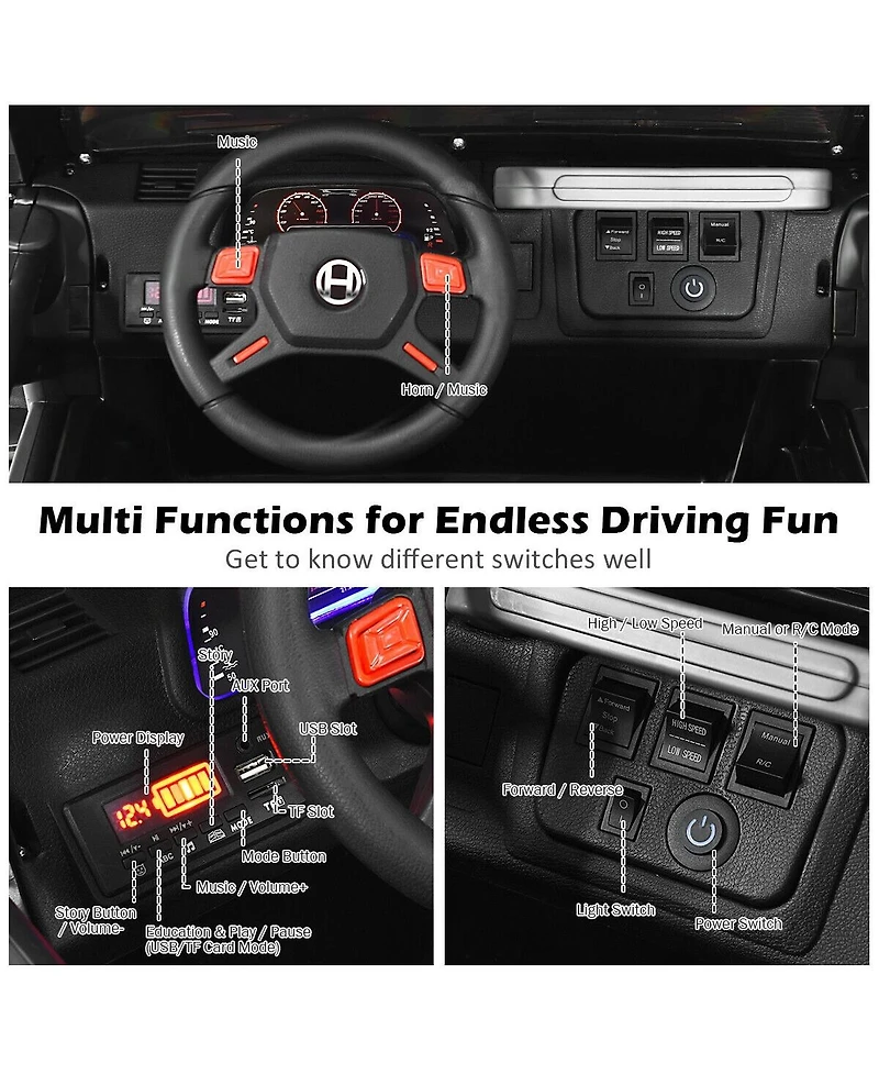 Hongge 12V 2-Seater Ride-On Truck with Remote Control and Storage Compartment