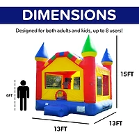 HeroKiddo Castle Commercial Grade Bounce House for Kids and Adults (with Blower), Basketball Hoop, Outdoor Indoor, Birthday Party, Rental Quality, Big