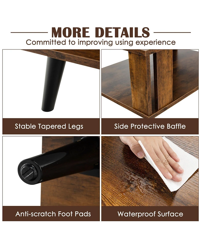 Sugift Compact Retro Mid-Century Coffee Table with Storage Open Shelf