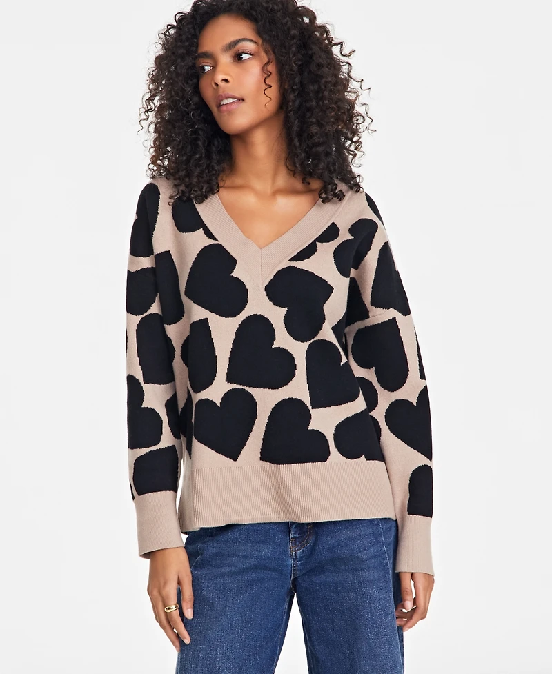 On 34th Women's V-Neck Dropped-Shoulder Sweater, Created for Macy's