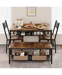 gaomon Dining Table Set for 4, Kitchen Table and 2 Chairs , 47.2" Rectangular Kitchen Table Set, Dining Room Table Set Brown