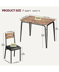 Dining Table for 4, Small Table and Chairs Set of 5, Dinette Set for 4, 5 Piece Kitchen & Dining Room Sets