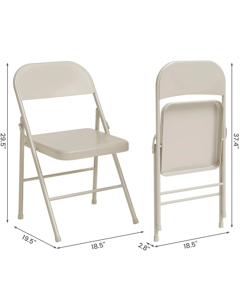 Folding Chairs Set of 2, Foldable Chairs with Metal Frame Hold Up to 350 Pounds