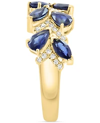 Effy Blue Sapphire (1-3/4 ct. t.w.) & Diamond (1/8 ct. t.w.) Statement Ring in 14k Yellow Gold