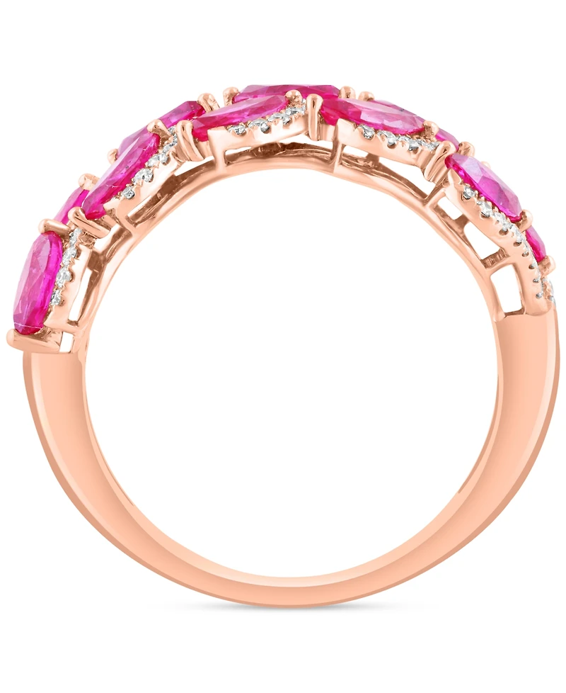 Effy Marquise-Cut Ruby (1-5/8 ct. t.w.) & Diamond (1/3 ct. t.w.) Statement Ring in 14k Rose Gold