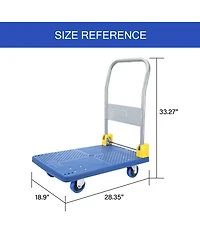 Flynama Foldable Push Hand Cart, Platform Truck with 440 lbs. Weight Capacity, Blue