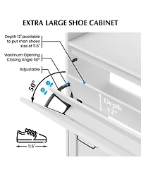 gaomon Shoe Cabinet with 2 Flip-Up Drawers, Hidden Shoe Storage Cabinet with Open Storage for Entryway, Hallway, Bedroom, Shoe Organizer Cabinet with