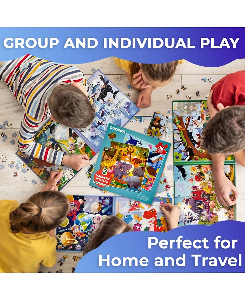 Quokka 2x48 Magnetic Travel Puzzles for Kids Ages 4-6 - Road Trip Activities
