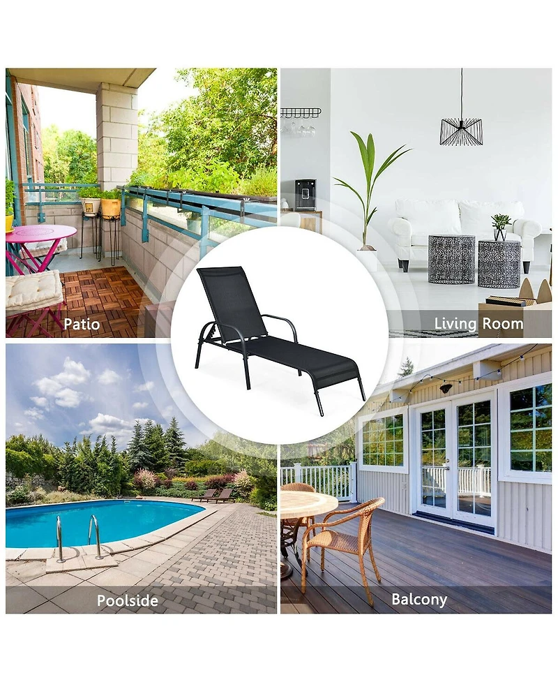 Inolait Adjustable Patio Chaise Folding Lounge Chair with Backrest