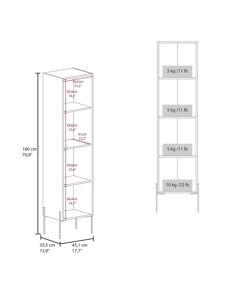 Quinby Linen Cabinet with 1 Door and 4 Shelves, Matt Gray